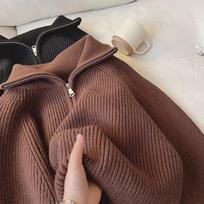 Women S Thick Knit Zip Up Loose Lazy Style Cardigan M