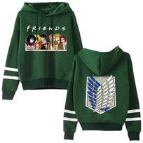 Attack Long Titan On Sleeved Striped Hooded Sweatshirt Pullover Tops Harajuku Matches the image,XXL black