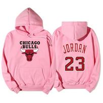 2026 Fleece-Lined Hoodie Chicago Bulls NBA 23 Sportswear Unisex Oversized Casual Sweatshirt XL pastelinės raudonos spalvos