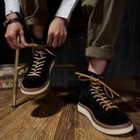 Trendy Martin boots high-top retro Ami Kaji tooling boots thick-soled heightening British style short face locomotive boots men 44 black