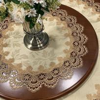 Vintažinė europietiška apvali nėriniuota staltiesė, padėkliukas Diameter 70cm Round
