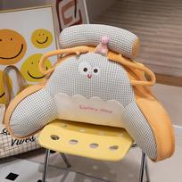 Waffle Ice Silk Dopamine Expression Office Chair Waist Backrest Bedside Cushion Bedroom Waist Pillow 65*40cm/0.7kg geltona
