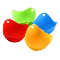 4Pcs/Set Silicone Egg Poacher Poaching Pods Pan Non Stick Egg Baking Cups Tools KTY blue