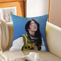 Singer B-Billie-Eilish Decorative Room Aesthetics Pillow Case Home Decor Bedroom Sofa Bed Couch Pillow Cover 45x45 16x16Inch gray
