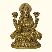 Ashtadhatu Shri Maha Lakshmi Idol, Laxmi Mata Murti, 8 Metals, Brass, Gold -5 Cm brown