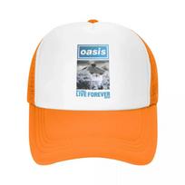 O-Oasis American Heavy Metal Trucker Cap Men Women Hip-Hop Dad Hat Sun Hats Fishing Hat Breathable Mesh Baseball Cap Summer One Size white