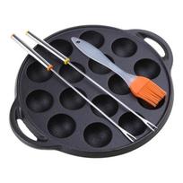 Cast Iron Takoyaki Pan Nonstick Grilling Pan Cooking Plate Takoyaki Maker with 15 Compartment Holes for Baking Cooking 1 black