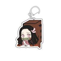 Demon Slayer Kimetsu Yaiba Tanjiro Nezuko Tokito Muichiro Acrylic Double Sided Keychain Transparent Anime Pendant Cosplay no Carry Mini Lightweight 55mm black