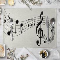 Vintažiniai muzikos natų padėkliukai virtuvei, valgomojo stalui, puodeliams, arbatos padėkliukai, lininiai padėkliukai, padėkliukai dubenims ir puodeliams 45*30cm Namų dekoras 6pcs 30x45cm