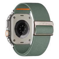 Nylon Strap For Apple Watch ultra 2 Band 49mm 45mm 44mm 40mm 46 41mm Titanium buckle Bracelet correa iwatch Series 9 6 7 8 se 10 42 44 45 49 S10-46mm pušies žalios spalvos