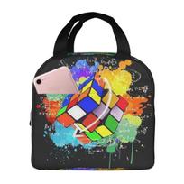 Math Rubiks Rubix Cube Insulated Lunch Bag for Women Children Portable Food Boxes Thermal Lunch Box Tote One Size