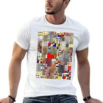 Piet Mondrian T-Shirt Running Gym Short Sleeve Sports Tee XXL gray