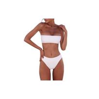 Premium Quality Usa Women Padded G-string Thong Bikini Swimwear Two Pieces In Solid Color White,S brown