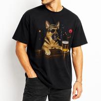 German Shepherd Drinking Beer Graphic T-Shirt, Sarcastic Dog Meme Shirt, Shepherd Lovers Gift, German Shepherd Mom Dad, Stupid Shirt 110 brown