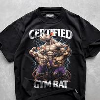 Certified Gym Rat Shirt, Funny Vintage Gym Meme T-Shirt, Retro 90s Style Fitness Tee, Unisex Pump Cover, Gym Lover Gift, Gift for Him 150 black