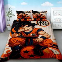 Teens Goku Duvet Cover Dragon Ball Bedding Set Queen King Size for Bedroom Home Dormitory Decor Boys Birthday Gifts 140*200cm/55x79in Single/Twin 3pcs
