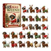 Halloween Advent Calendar 2026 Christmas Dachshund Calendar, 3D Countdown Collectible Ornament Set Kids Party Favors with 24 Mini Dog Figures, Holiday A beige
