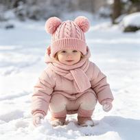Xiaomi 1pc Baby Double Pom Pom Knit Ear Flap Hat, Cute Solid Color Toddler Beanie hats winter hat Daily Head Hat for Boys Girls beanie 1-3Y balta