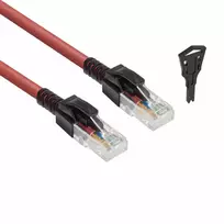 ACT Red 1,5 m U/UTP CAT6A LSZH užrakinamas RJ45 pataikymo kabelis su apsauga nuo atsitiktinio atjungimo