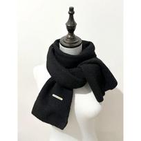 New Iron Label Wool Knitted Scarf Women's Couple Style Versatile Scarf for Men and Women Winter Small Scarf Men's Versatile black