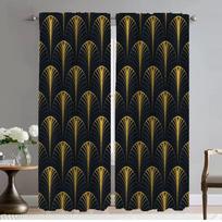Black Gold Printing Shades Curtains for Bedroom Living Room Curtain Partition Blackout Curtains 2 Pieces Halloween Decoration W50xH70cmx2pcs-CL brown