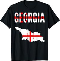 Georgian Georgia Country Map Flag T-Shirt for Men Women Cotton Short Sleeve National T Shirts 4XL red