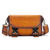 Whatna Antikinio stiliaus raugintos natūralios karvės odos peties rankinė vyrams, Mini crossbody krūtinės krepšys su iPad Mini skyriumi, Puikiai tinka kasdieniam nešiojimui, orange