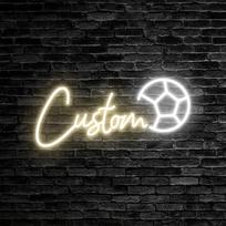 Individualus LED vardinis neoninis ženklas Sienų dekoras su futbolo kamuolio dizainu, Gimtadieniams, Ideali dovana sporto gerbėjams 40cm Max 6letters šilta balta spalva