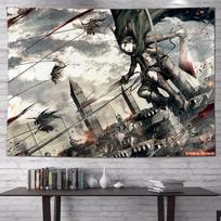 Vertikalus Attack on Titan Anime gobelenas Animacinis sienos menas Kabinamas miegamajame, bendrabutyje, svetainėje, namų dekoravimui 150x100cm(60x40in)