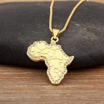 Nidin Hot Sale Dominican Flag African Continent Map Pendant Necklace For Women Men Copper Zircon Charm Jewelry Fashionable Gifts beige