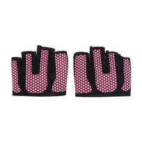 Gym Fitness Four-Finger Half Finger Gloves Silicone Workout Glove Pull Up Power Weight Lifting Grips Hand Plam Protector L rožinė