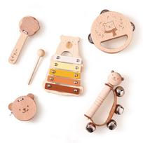 5 vnt. rinkinys Montessori žaislai Kūdikio muzikiniai žaislai Muzikos instrumentas Mediniai lavinamieji žaislai Kūdikis 0–3 metai Žaislai Meškiukas Xilofonas žaislai Dovanos beige