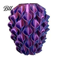 Vienodo spalvos pripildymo vaza 3D spausdinta raudonai auksinė gėlė skulptūrinė banga geometrinė tekstūruota dekoratyvinė maža skulptūra banguota moderni boho namų dekoracija blue
