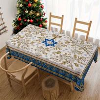 Star of David Rectangle Tablecloth for Table Decor Kitchen Dining Waterproof Reusable Table Cloth for Tables Home Room Decor 90x140cm gray
