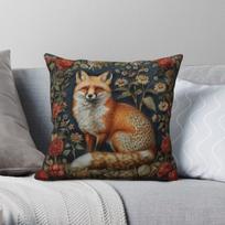 William Morris Fox Square Pillowcase Polyester Linen Velvet Creative Zip Decor Throw Pillow Case Home Cushion Cover 45X45CM gray