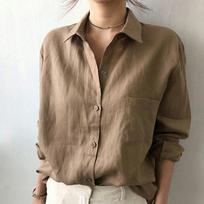 Korean Hong Kong Style Loose Versatile Casual Long Sleeve Commute Shirt XL gray