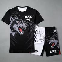 Vasarinis Naujas UFC MMA Sportinis Fitneso Kostiumas Vyrams ir Moterims Kovos Sanda Bokso Entuziastams Greitai Džiūstanti Kvėpuojanti Komplektacija 6XL gray