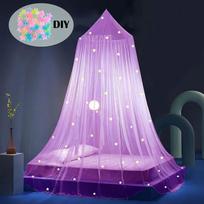 Glow in The Dark Star Bed Canopy Mosquito Net for Double Bed Princess Dome Tent Girls Room Decor Ceiling Hanging Fly Screen 60*250*900cm white