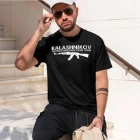 Kalashnikov Ak 47 World Destruction Tour heavyweight retro printed pattern fun round neck T-shi XXL black