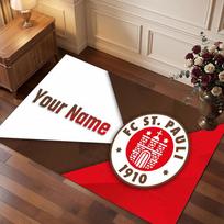FC St. Pauli Custom Crystal Velvet Rug, Personalized Name Text Print, Football Logo Soft Non‑Slip Floor Mat Home Decor Gift 50cmx80cm