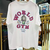 1989 World Gym Oviedo Florida Faded  White S Unisex shirt Cotton Oversize Large Size M gray