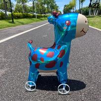 4D Cartoon Foil Balloon Elephant With Stand Wheels Walking Balloon For Kids Birthday Party Baby Shower Decoration 4