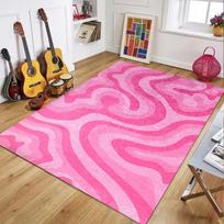 Aesthetic Pink Heart  Swirl Area Rug Carpet Mat Collection Non-Slip Easy Clean Large Size for Bedroom Living Room Home Decor 50x80cm