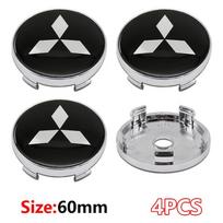 60mm, 4 vnt. Automobilio ratlankių centriniai dangteliai: Lipdukai, specialiai sukurti Mitsubishi Pajero, Outlander, XL, Montero, Lancer, Trito gray