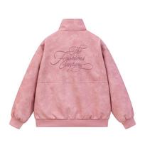 Mens PU Leather Harrington Jacket Pilot Style Workwear Outerwear Clean Fit Baseball Coat XXL pink