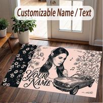 Custom Name Crystal Velvet Rug,Lana Del Rey Comfortable Anti Slip Floor Mat For Room Decoration 50cmx80cm