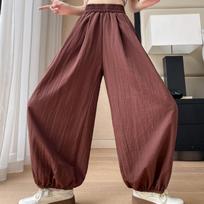 Lady Cotton Linen Sweatpants  Loose Lazy Ice Silk Thin Summer Lantern Trousers Casual Sunscreen Japan Yamamoto Wide Leg Pants XXL brown
