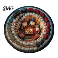 Living Room Rug Christmas 3D Round Rug, Optical Illusion Santa Claus Area 39 Durable Crystal Velvet Inch Quilted-Like Floor Mat for Bedroom 100cm K