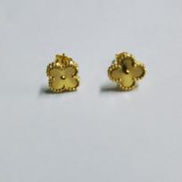 9mm Keturlapio dobilės Mini Auskarai Raudonas Juodas Agatas Baltas Kriaukles Naujas Atvykimas Moteriški Auskarai 9mm-925 silver brown