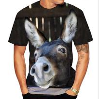 Vasaros 3D linksmas naujas gyvūno asilo raštas vyriški marškinėliai su spauda linksmi Harajuku apvalia apykakle laisvi trumparankoviai drabužiai viršus 5XL gray